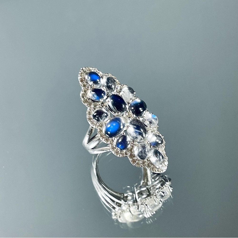 SOLD Colleen Lopez Sterling Silver
Moonstone & White Zircon Statement Ring - Picture 3 of 8
